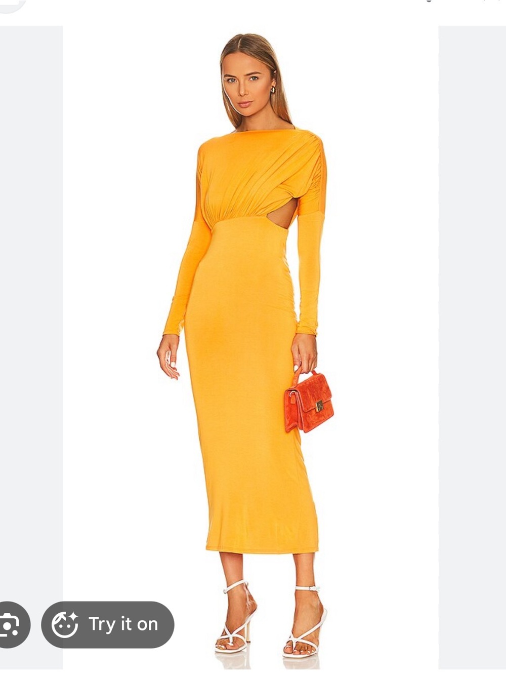 The Line by K Pascal Dress Tangerine Orange Cutout Maxi Dress XS NWT